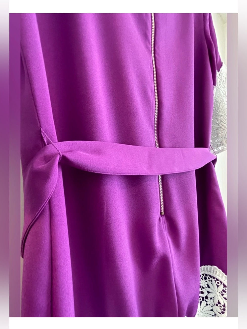 Gianni Bini Purple Midi Dress with White Lace Trim - Picture 7 of 8